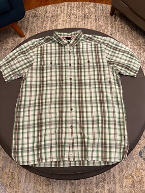 The North Face Green Plaid Button-down Plaid Hiking Shirt Men’s L